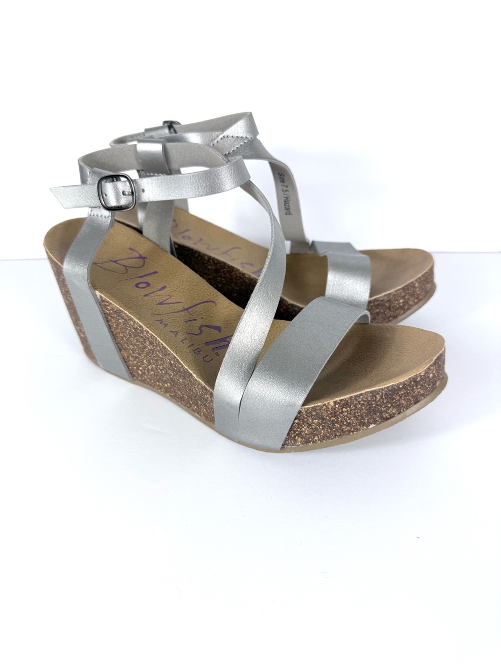 Blowfish Malibu Silver Metallic Wedge Sandals
